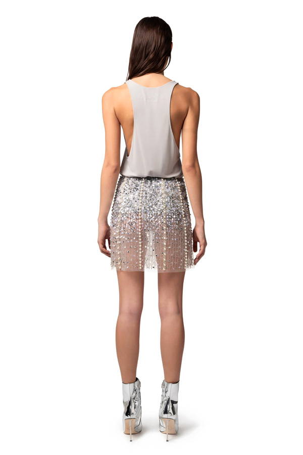 Top in jersey con ricamo logo - Elisabetta Franchi® Outlet