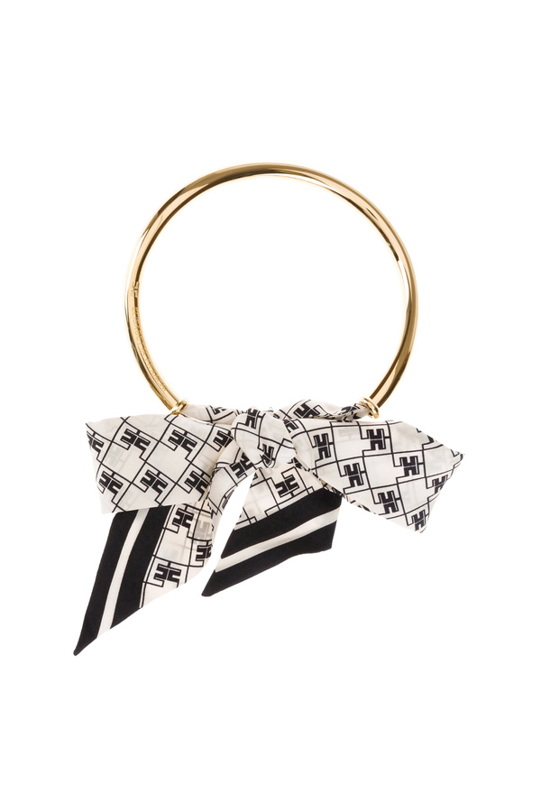 Light gold metal choker with foulard - Elisabetta Franchi® Outlet