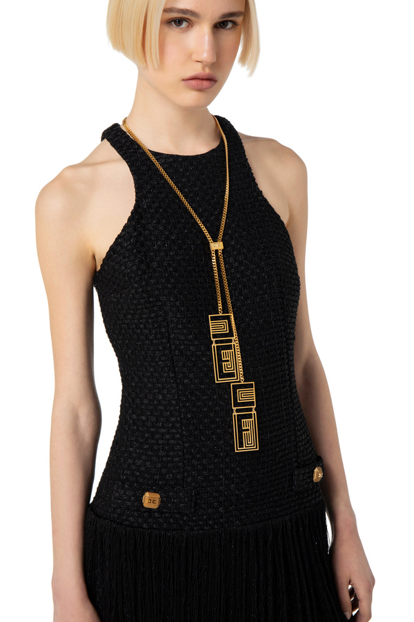 Long collier avec chaîne logo - Elisabetta Franchi® Outlet