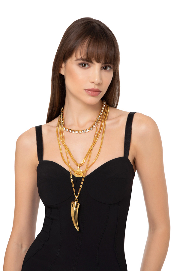 Lange Halskette mit goldfarbenen Charms - Elisabetta Franchi® Outlet