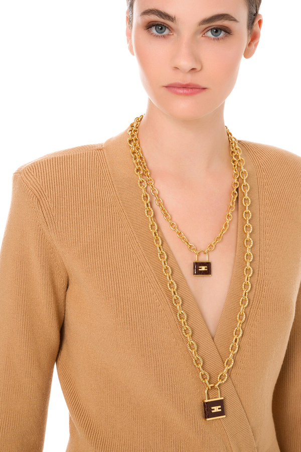 Maxi necklace with python effect pendant - Elisabetta Franchi® Outlet