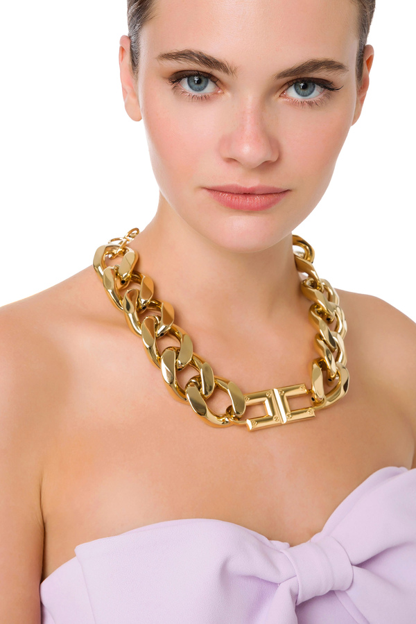 Halskette mit goldener Maxi-Kette - Elisabetta Franchi® Outlet