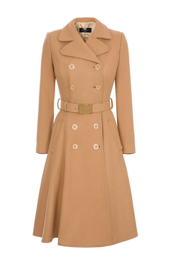 Manteau de drap avec ligne redingote - Elisabetta Franchi® Outlet