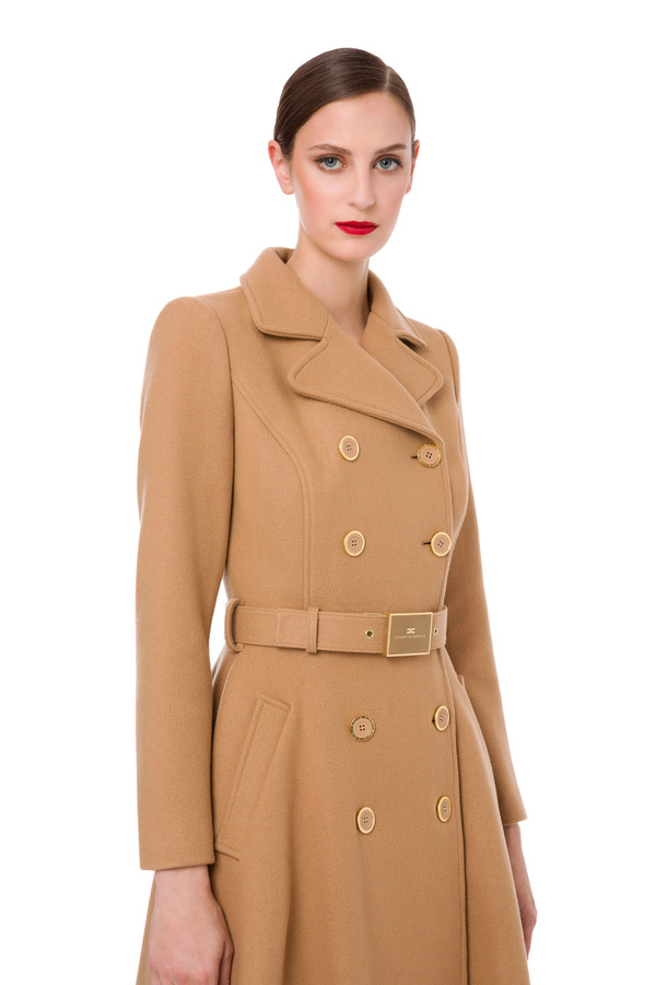 Manteau de drap avec ligne redingote - Elisabetta Franchi® Outlet