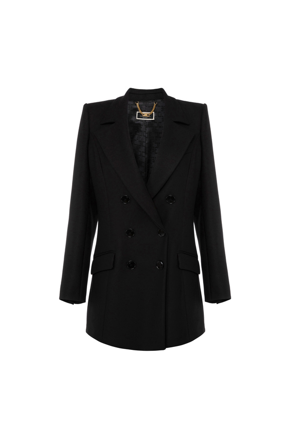 Double-breasted crêpe jacket - Elisabetta Franchi® Outlet