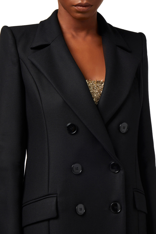Double-breasted crêpe jacket - Elisabetta Franchi® Outlet