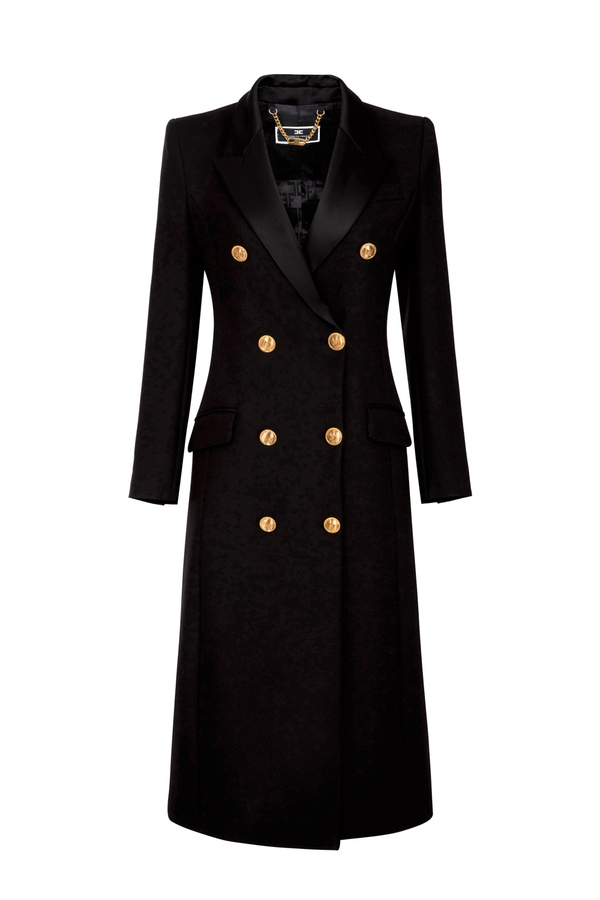 Tuxedo-cut crêpe coat - Elisabetta Franchi® Outlet