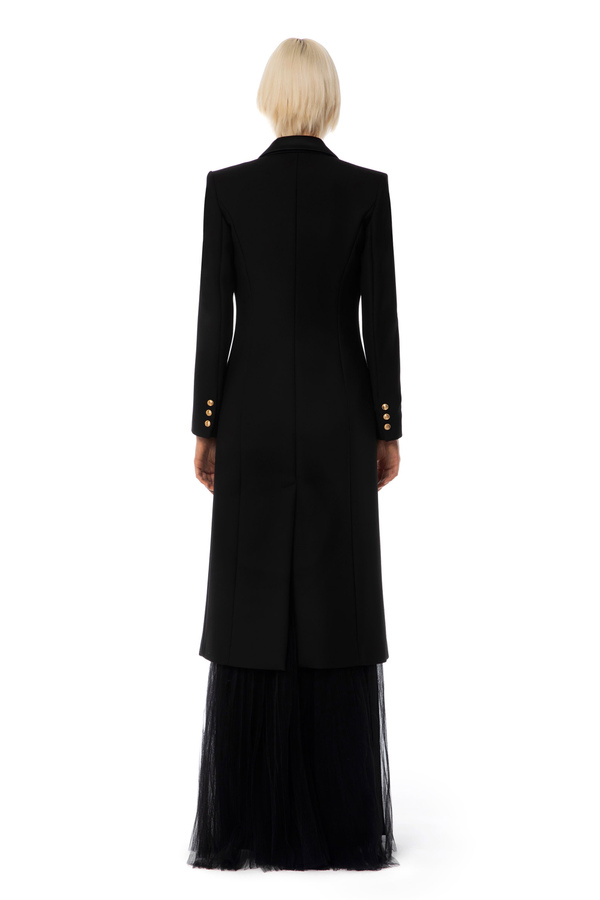 Tuxedo-cut crêpe coat - Elisabetta Franchi® Outlet