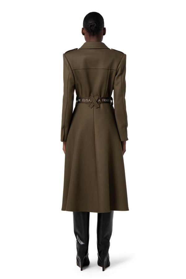 Frock coat-cut crêpe coat - Elisabetta Franchi® Outlet