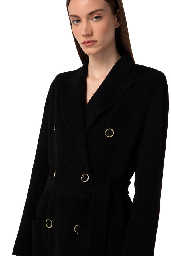 Straight-cut pure wool coat - Elisabetta Franchi® Outlet