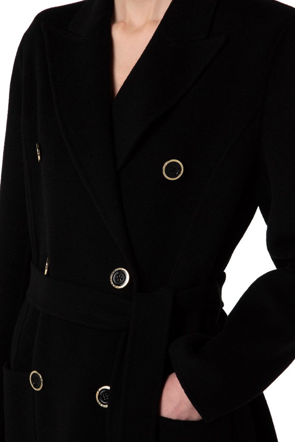 Straight-cut pure wool coat - Elisabetta Franchi® Outlet