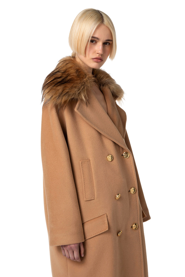 Pure wool coat with faux fur collar Elisabetta Franchi Outlet