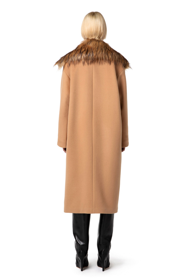 Pure wool coat with faux fur collar - Elisabetta Franchi® Outlet