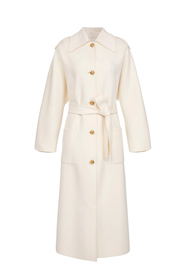 Pure wool coat with shirt collar - Elisabetta Franchi® Outlet
