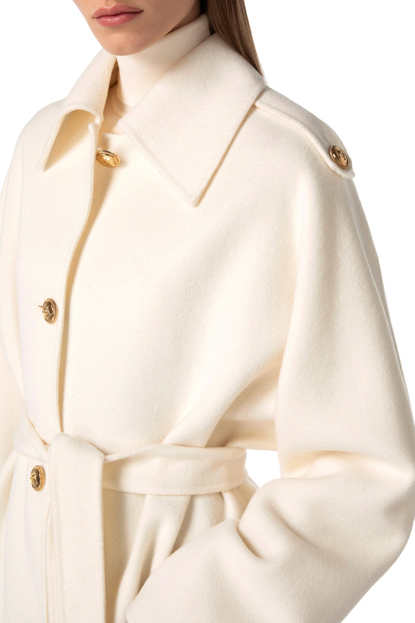 Pure wool coat with shirt collar - Elisabetta Franchi® Outlet