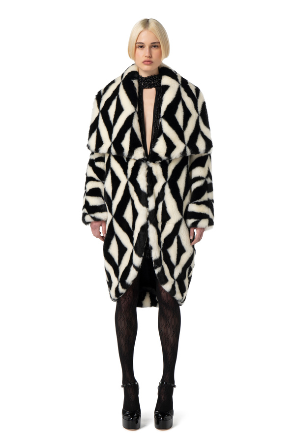 Faux-fur kimono coat - Elisabetta Franchi® Outlet