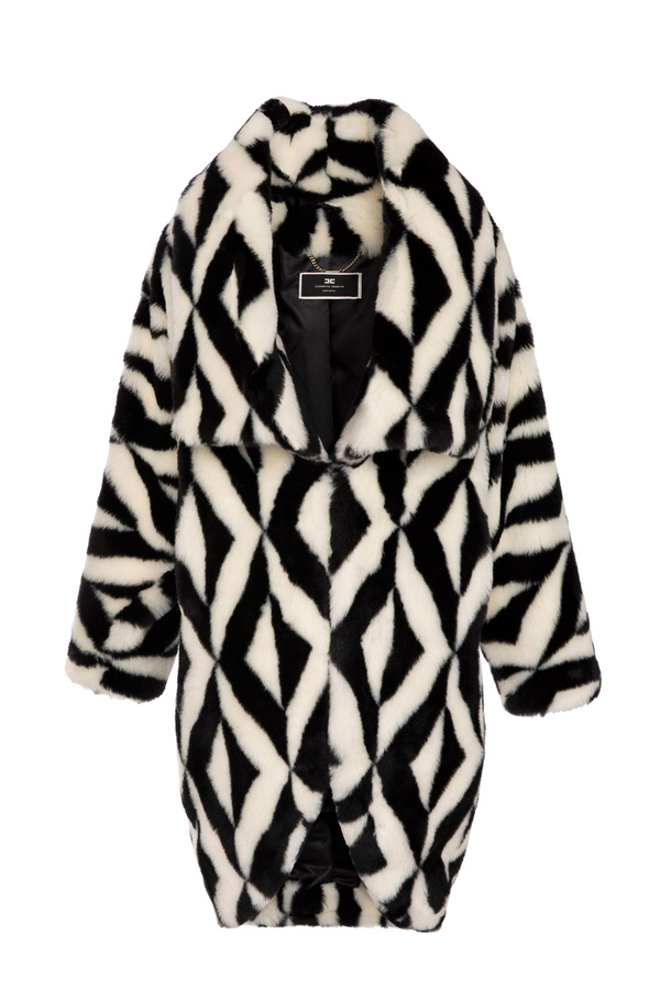 Faux-fur kimono coat - Elisabetta Franchi® Outlet