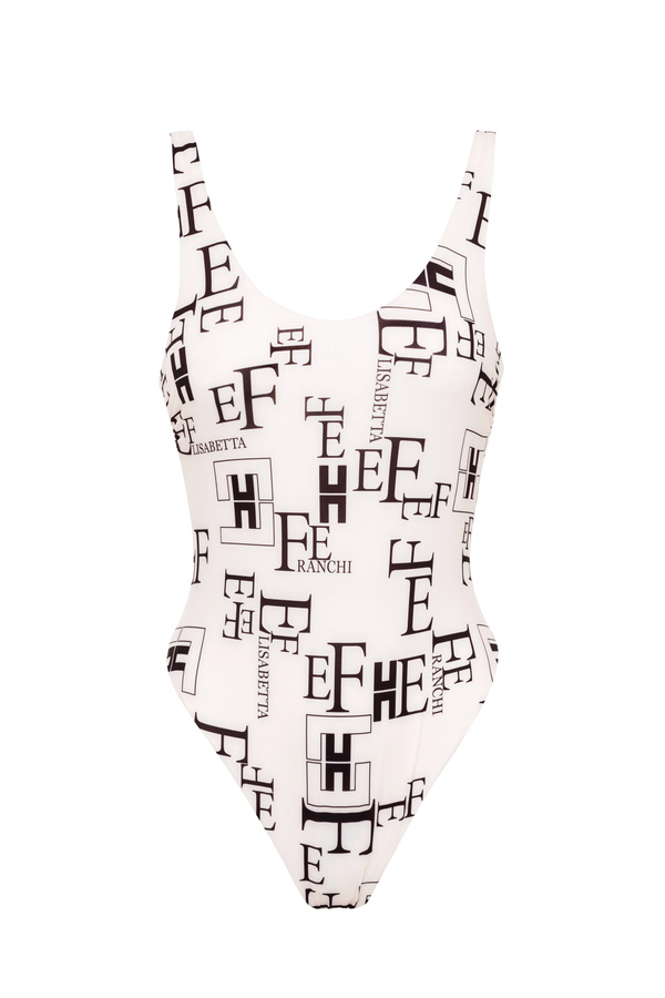 One-piece swimsuit with lettering print - Elisabetta Franchi® Outlet