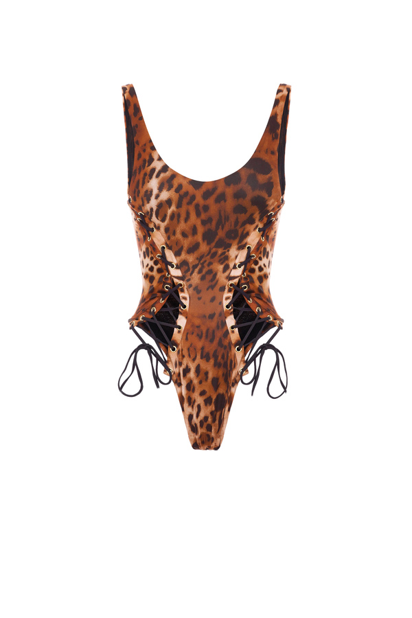 One-piece swimsuit with spotted print - Elisabetta Franchi® Outlet