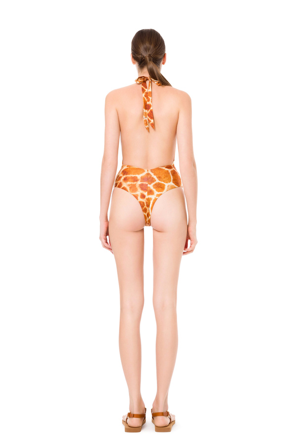 One-piece swimsuit with giraffe print - Elisabetta Franchi® Outlet