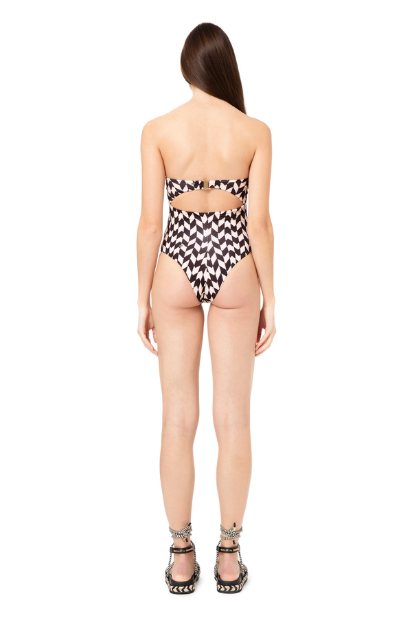Herringbone print one-piece swimsuit - Elisabetta Franchi® Outlet