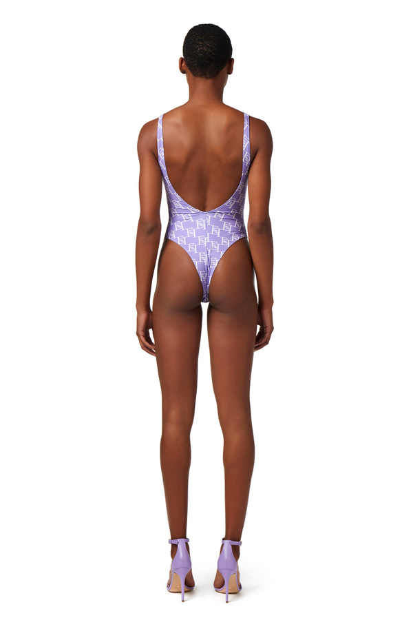 Logo print Lycra one-piece swimsuit with waistband - Elisabetta Franchi® Outlet