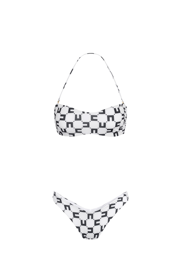 Costume a due pezzi in lycra stampa logo doppia C - Elisabetta Franchi® Outlet