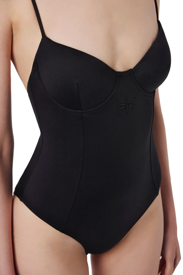 One-piece swimsuit with sweetheart neckline - Elisabetta Franchi® Outlet