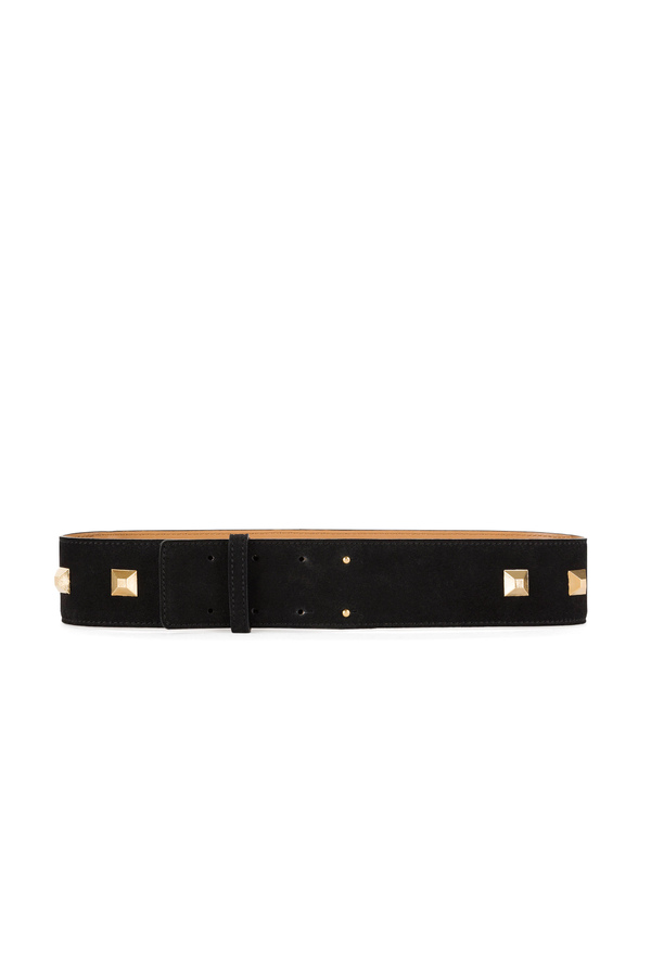 High waist belt with plaque engraved and studs - Elisabetta Franchi® Outlet