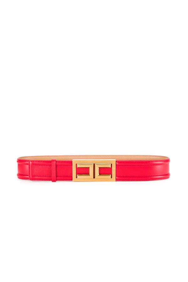 High waist belt with logo plaque - Elisabetta Franchi® Outlet