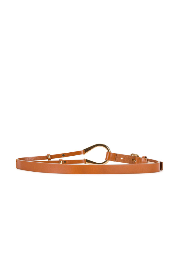 Leather belt with Elisabetta Franchi stirrup - Elisabetta Franchi® Outlet