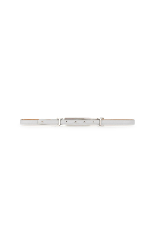 Faux leather thin belt with box buckle - Elisabetta Franchi® Outlet