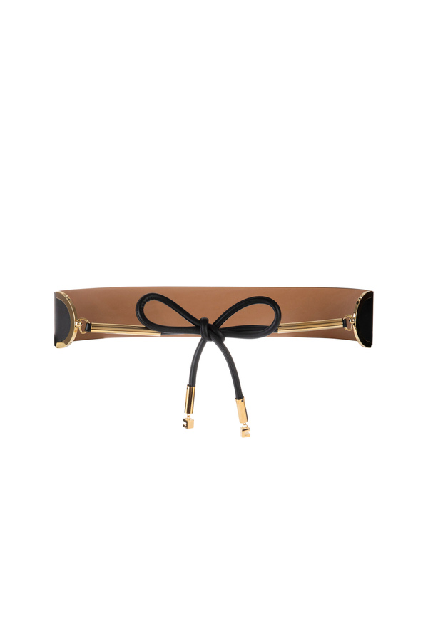 Faux leather wide belt with knot - Elisabetta Franchi® Outlet