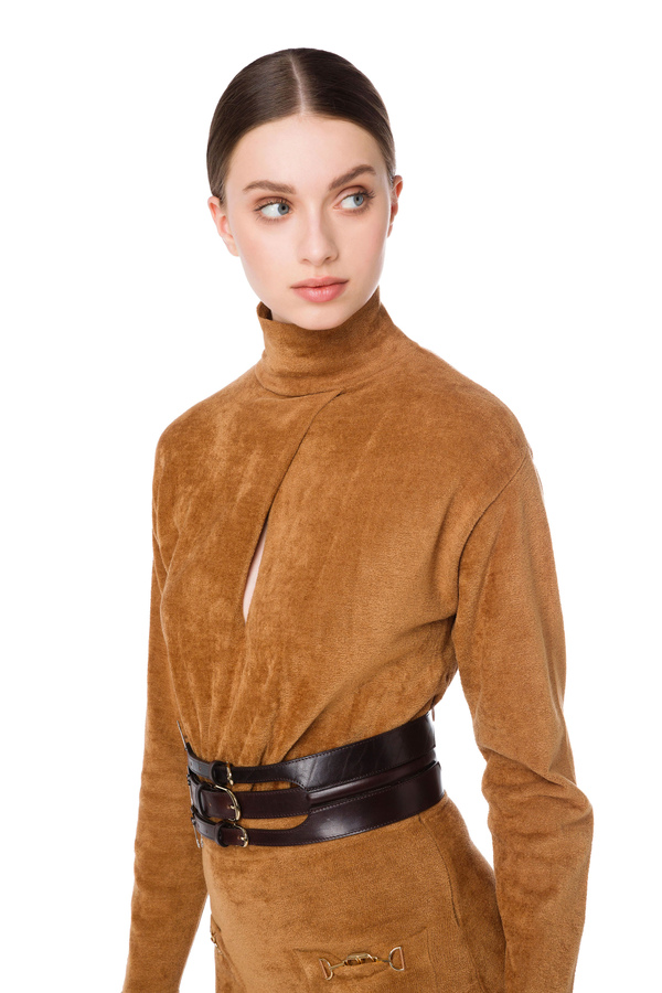 High belt with leather bustier structure - Elisabetta Franchi® Outlet