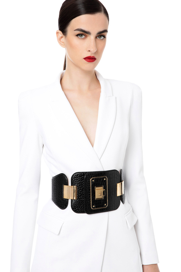 Very high waist corset belt with logo - Elisabetta Franchi® Outlet