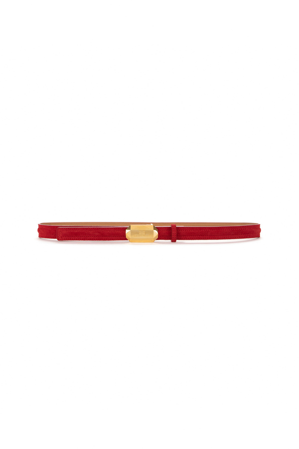 Leather belt with logoed buckle - Elisabetta Franchi® Outlet