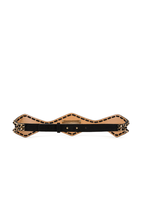 Belt with wavy pattern and chains - Elisabetta Franchi® Outlet