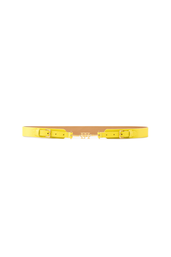 Faux leather thin belt with horsebit - Elisabetta Franchi® Outlet