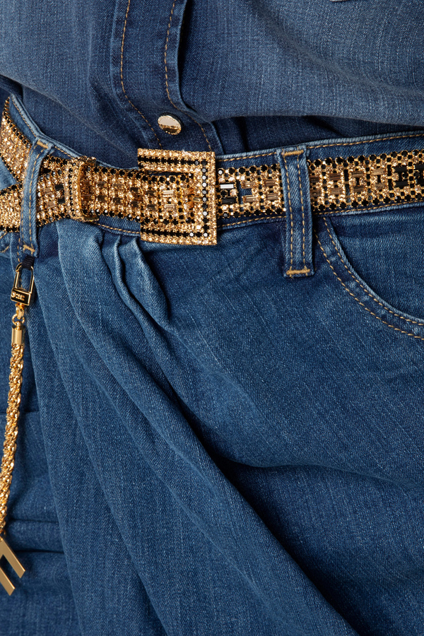 Belt made of chain and rhinestones - Elisabetta Franchi® Outlet