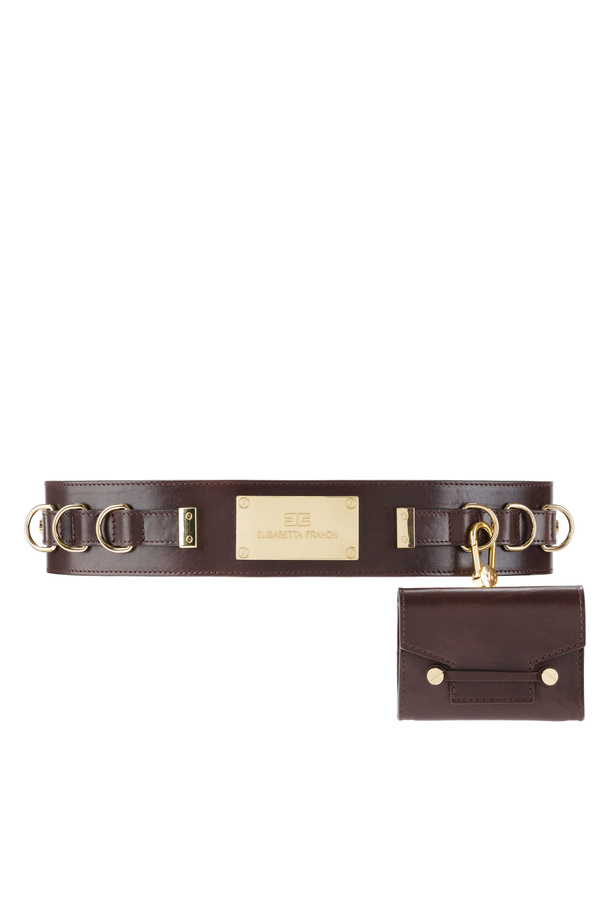 Leather belt with detachable purse - Elisabetta Franchi® Outlet