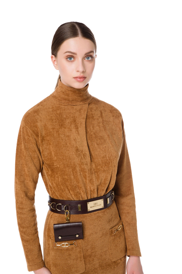 Leather belt with detachable purse - Elisabetta Franchi® Outlet