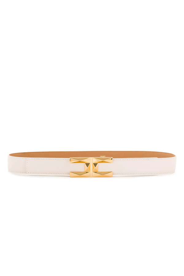 High waist thin belt with gold logo - Elisabetta Franchi® Outlet