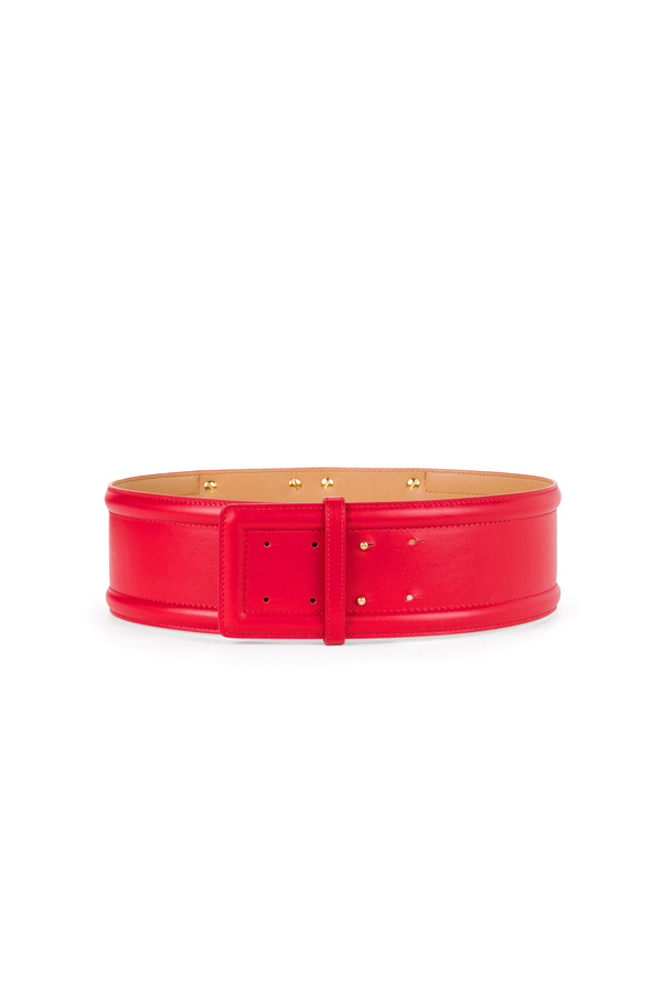 High waist belt with rounded shape and logo - Elisabetta Franchi® Outlet