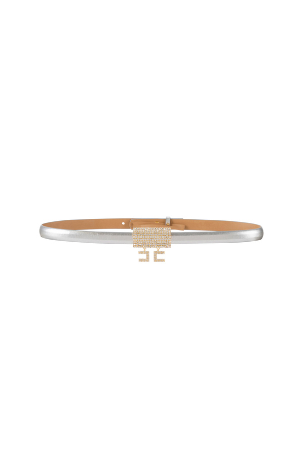Cintura sottile in pelle sintetica con fibbia strass - Elisabetta Franchi® Outlet