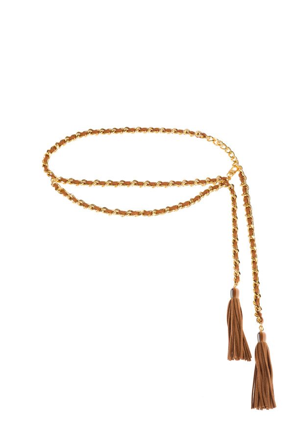 High waist belt with chain and tassels - Elisabetta Franchi® Outlet