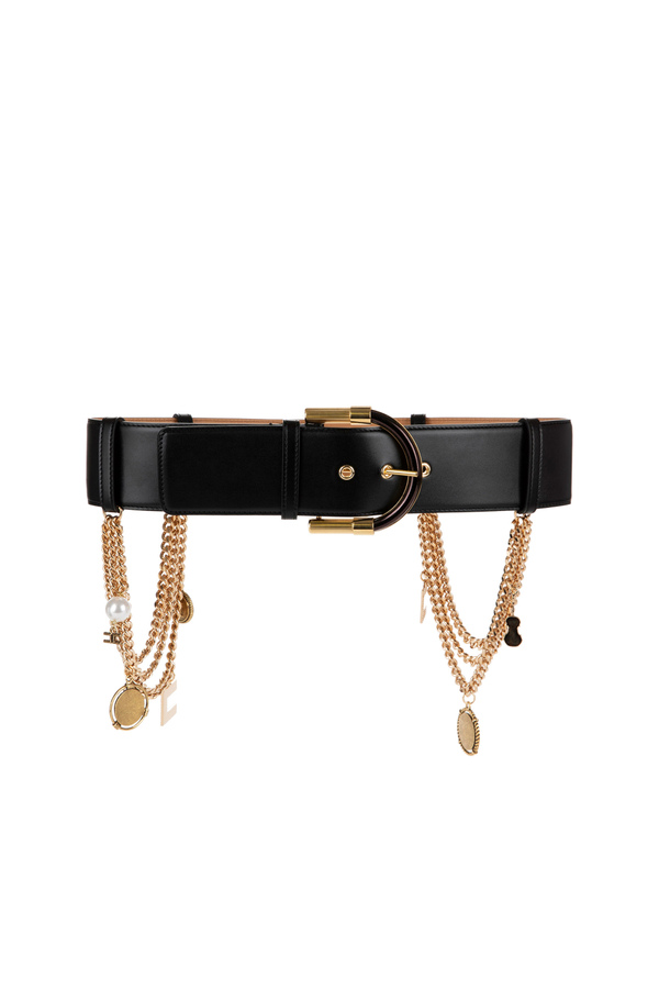 Breiter Kunstledergürtel mit Charms - Elisabetta Franchi® Outlet