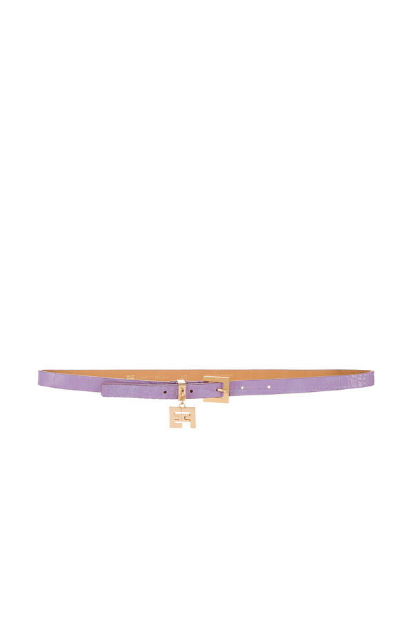 Mini crocodile print belt with pendant logo - Elisabetta Franchi® Outlet
