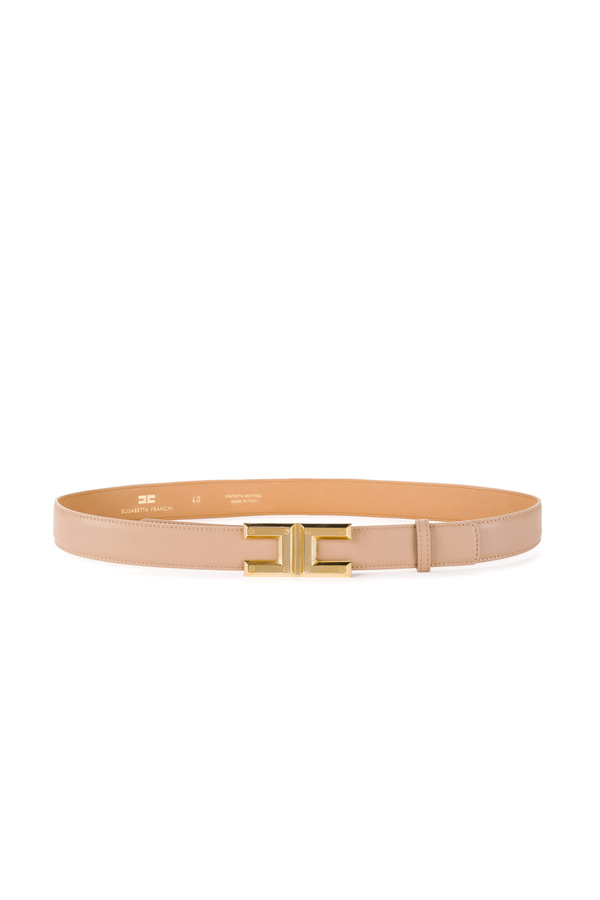 Regular waist belt with gold plaque - Elisabetta Franchi® Outlet
