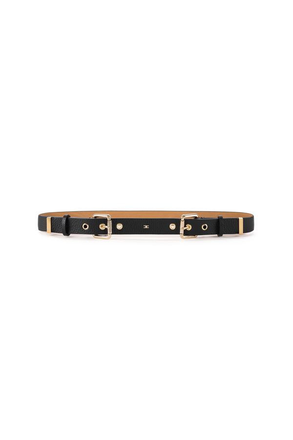 Faux leather thin belt with eyelets - Elisabetta Franchi® Outlet