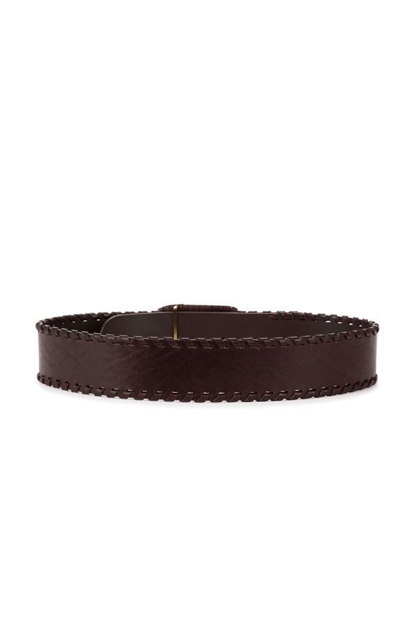 Braided leather belt with logo - Elisabetta Franchi® Outlet